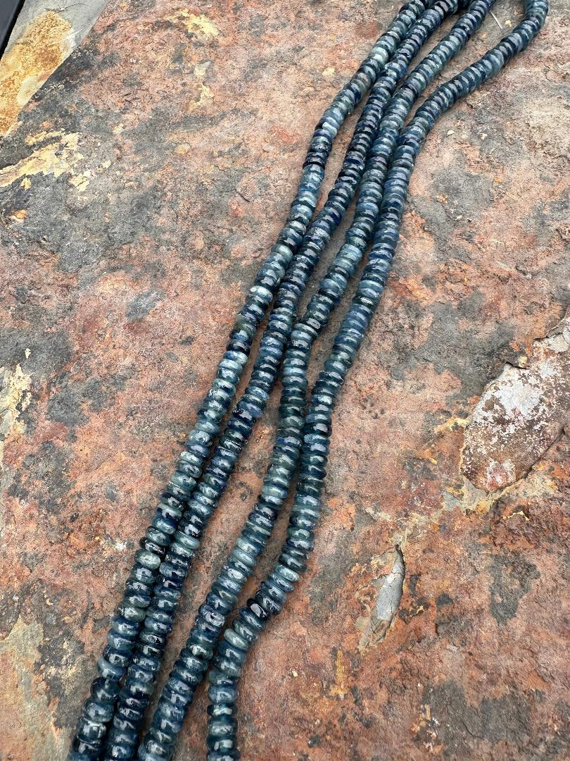 8X3 mm Blue Kyanite Disc Beads