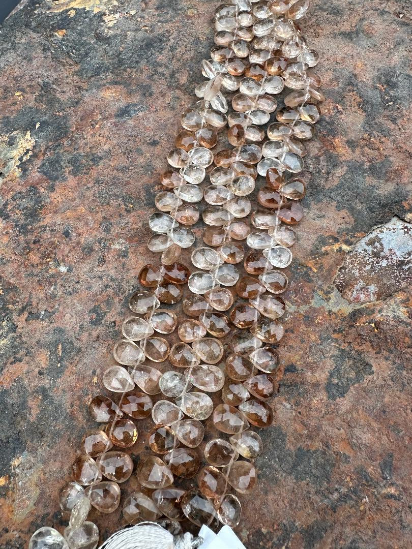 8x10 mm Brown Quartz Faceted Pear Drops
