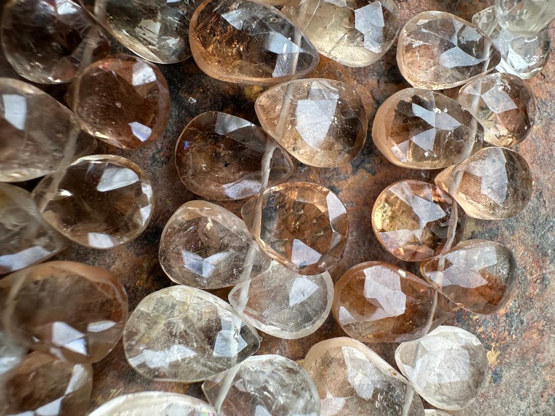 8x10 mm Brown Quartz Faceted Pear Drops