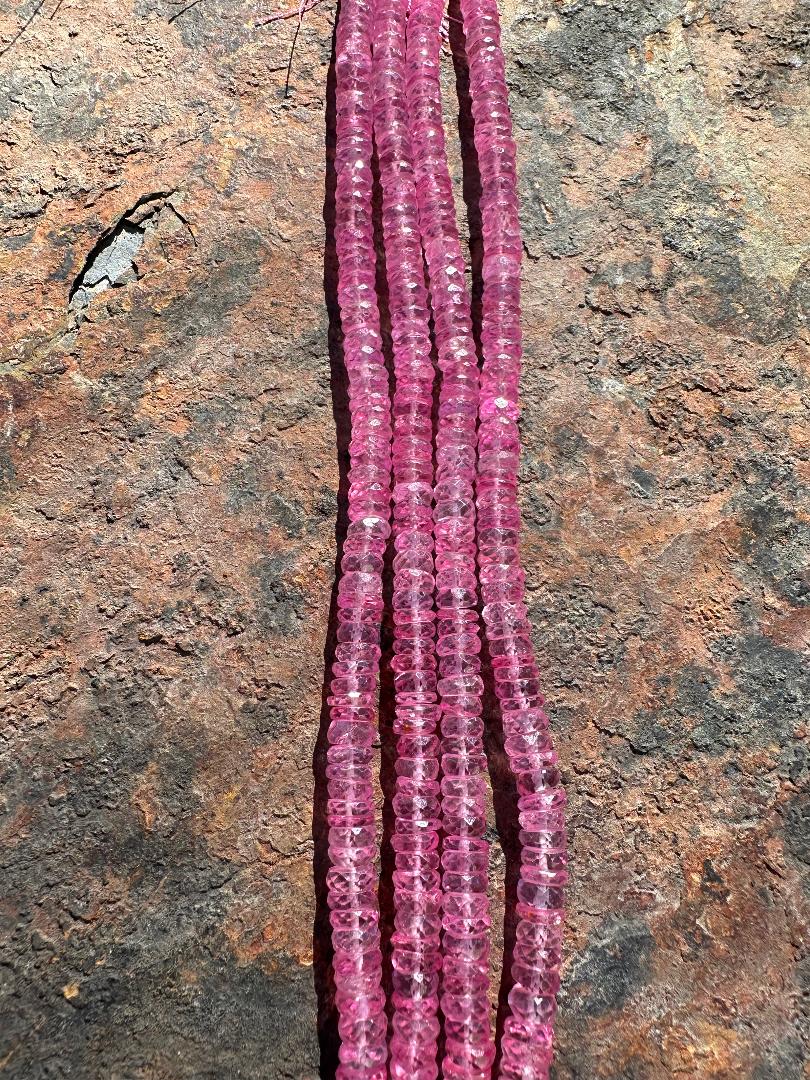 5X7 MM Faceted Pink Quartz Rondelles