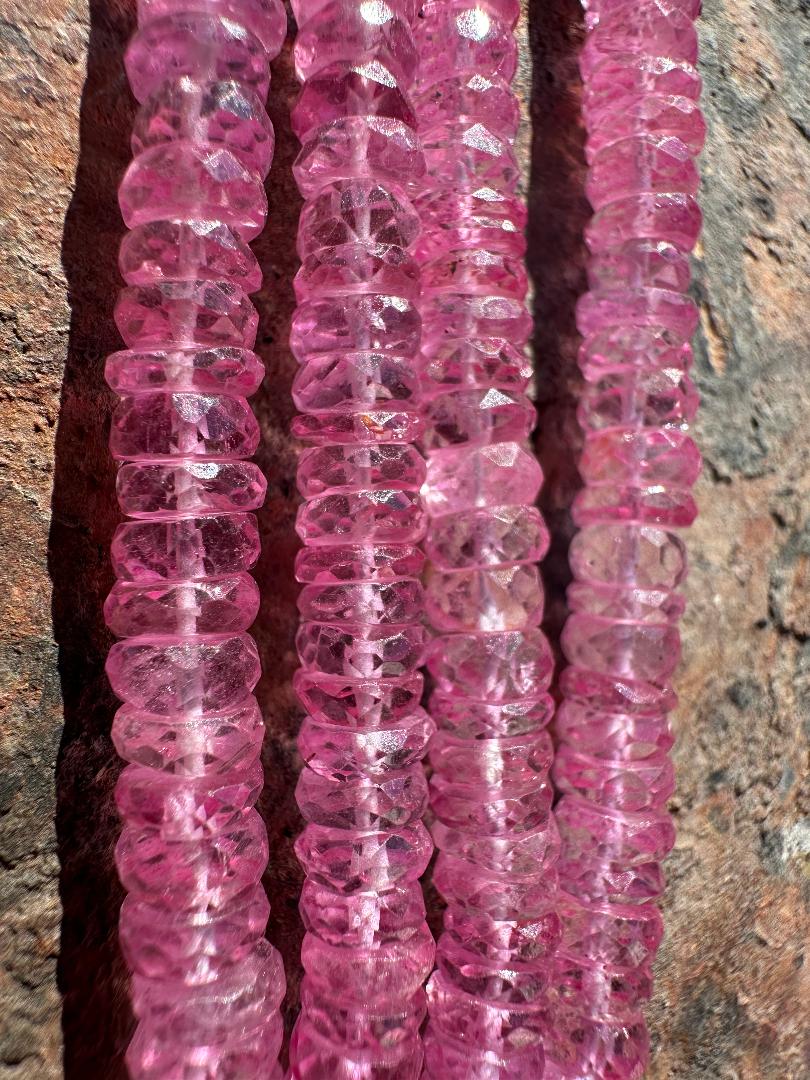 5X7 MM Faceted Pink Quartz Rondelles