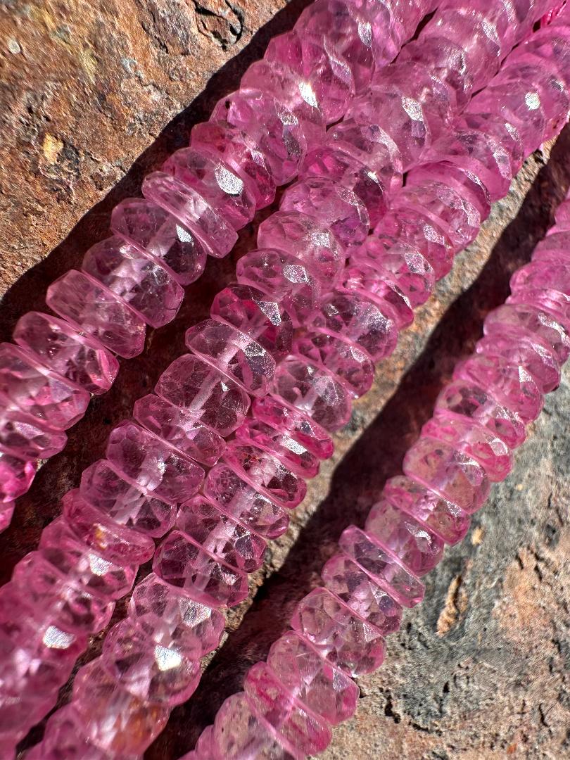 5X7 MM Faceted Pink Quartz Rondelles