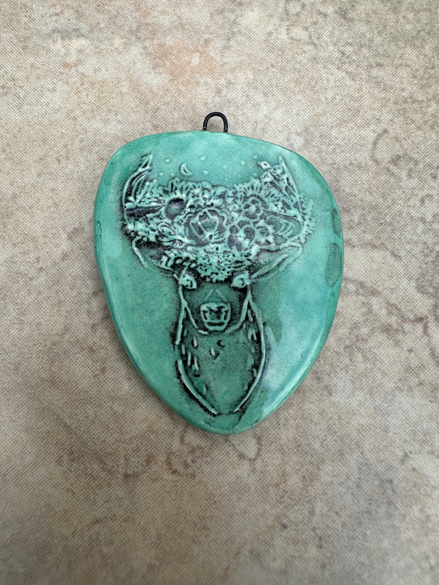 Deer Adorned with Flowers - Teal