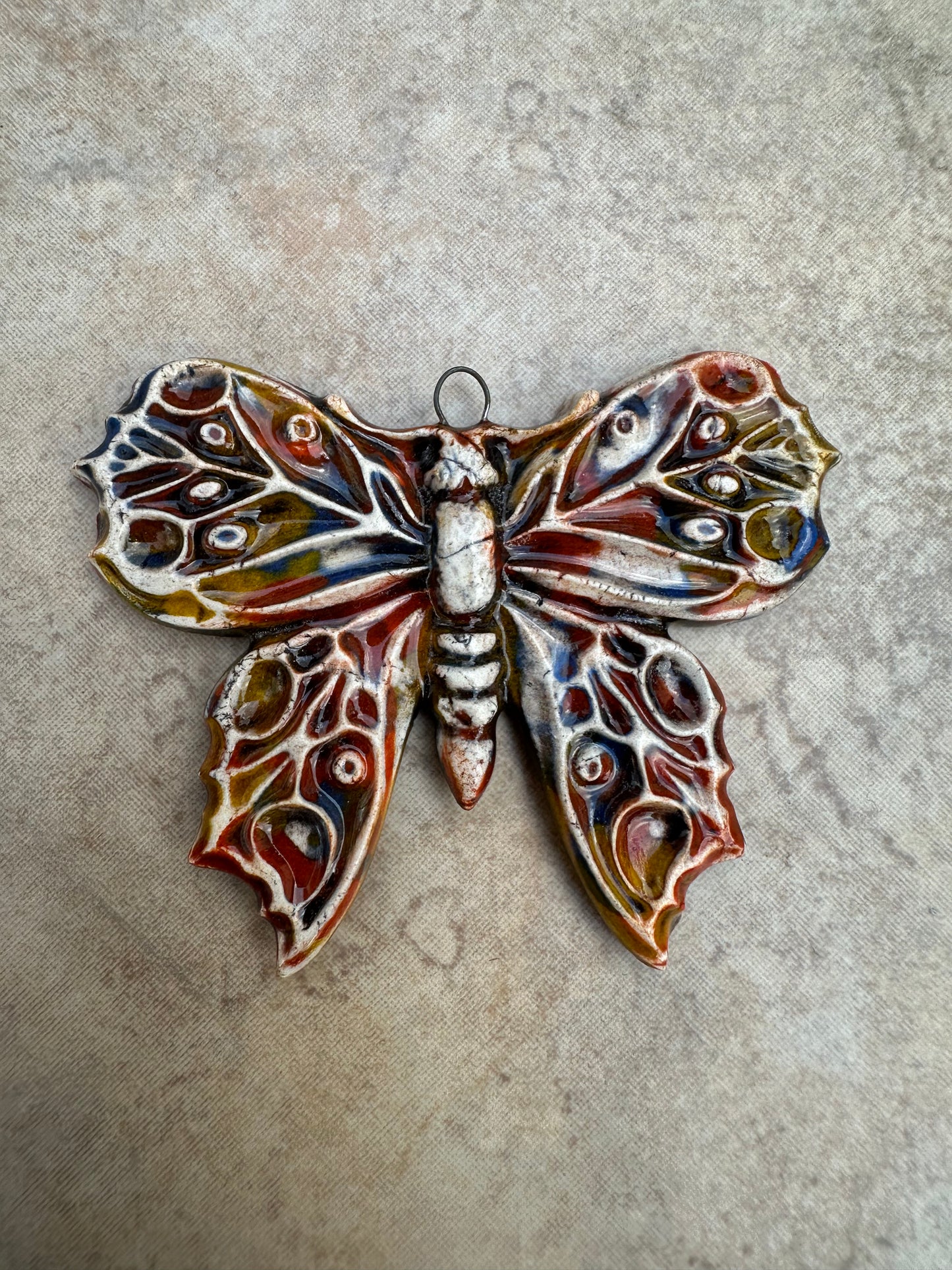 Multi-colored Butterfly Ceramic Artisan Pendant
