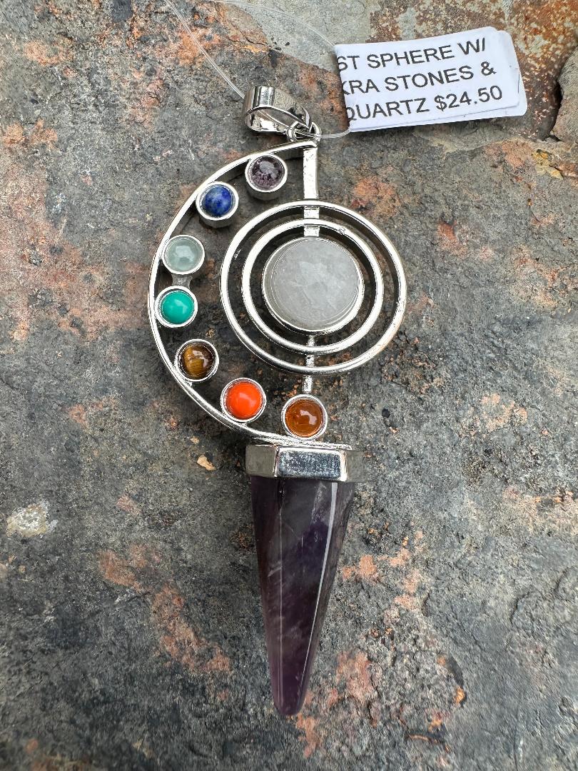 Chakra Pendant with Natural Stone Point