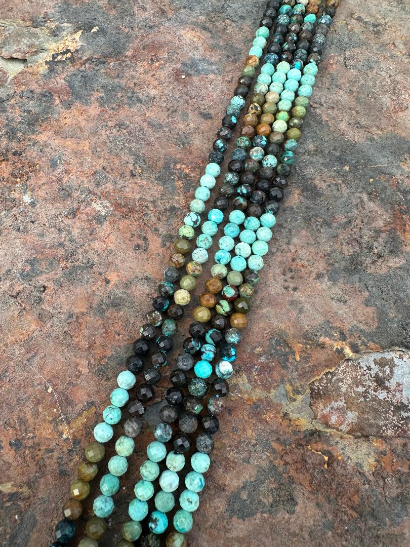 5 mm Faceted Variegated Turquoise