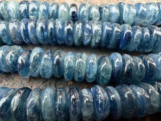 8X3 mm Blue Kyanite Disc Beads