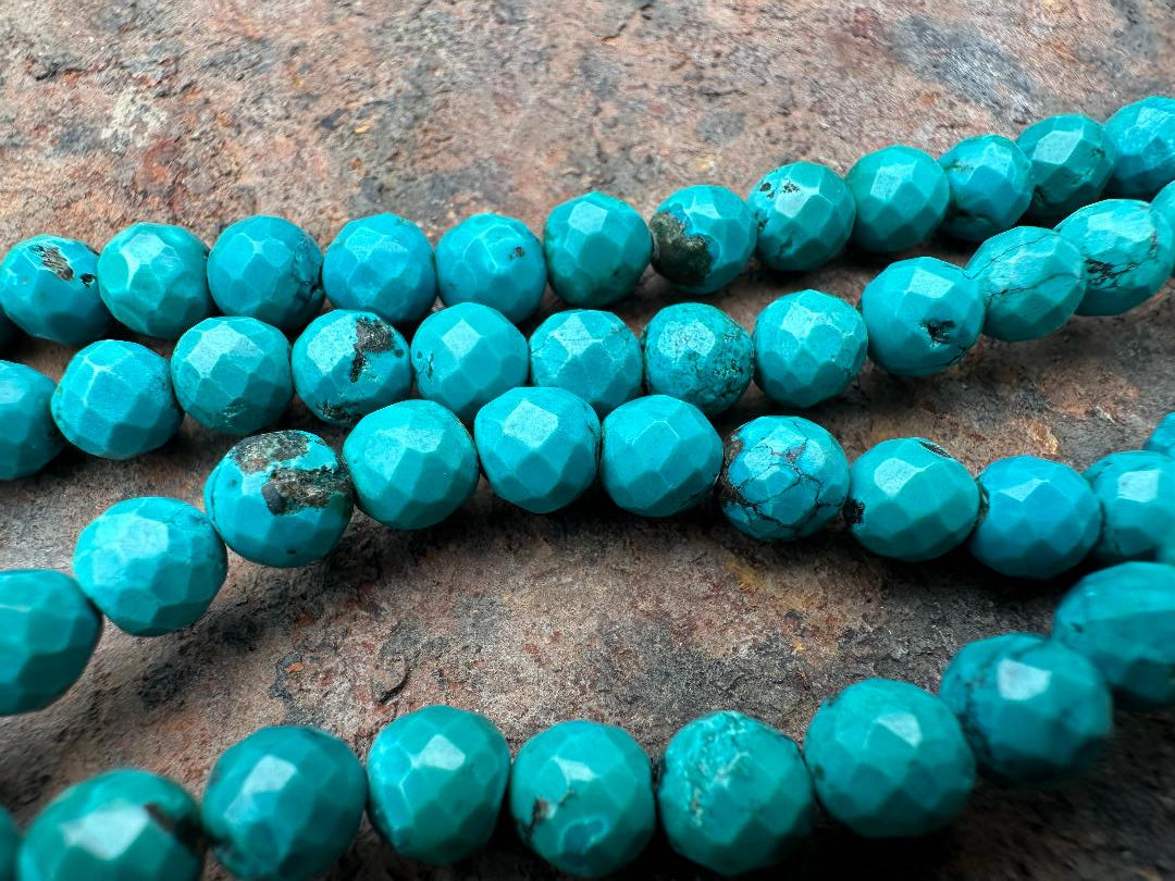 7 mm Faceted Turquoise Round Beads