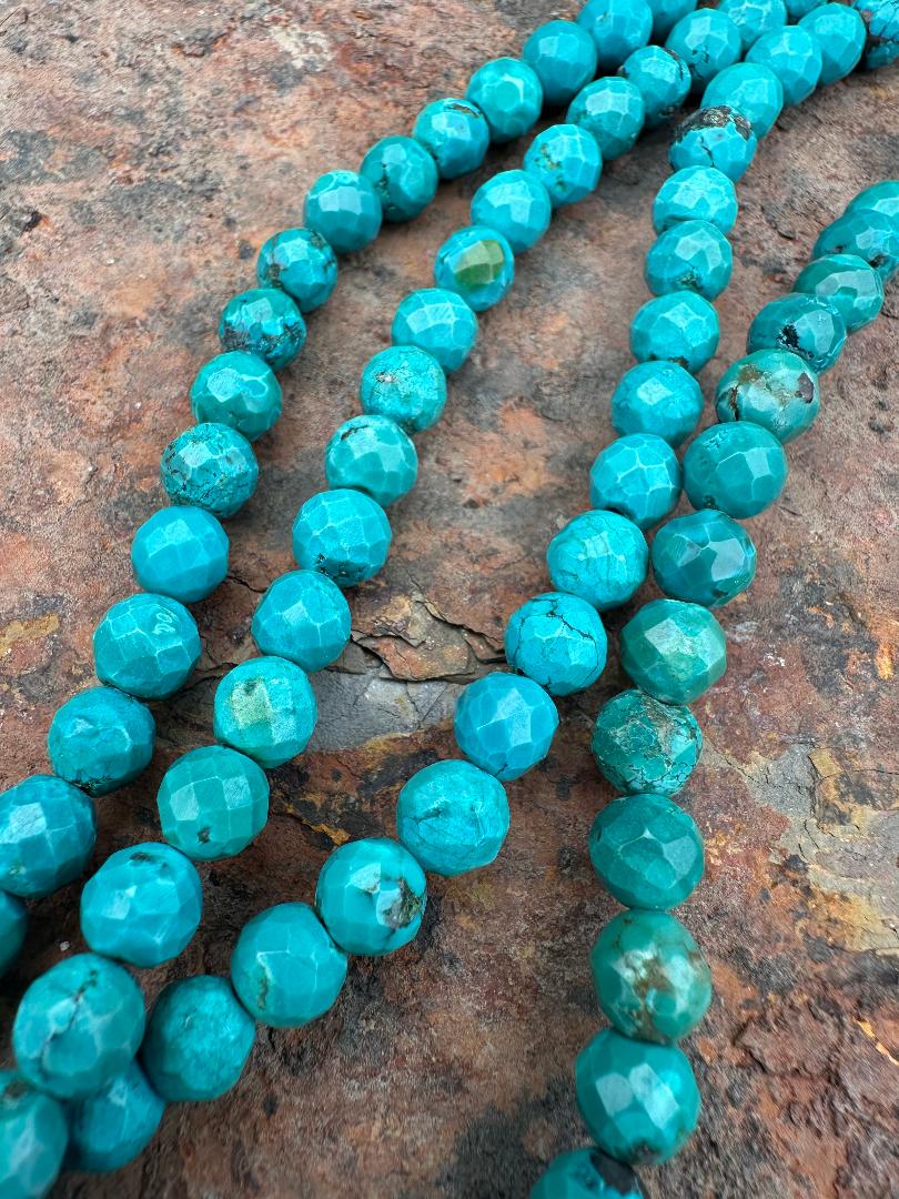 7 mm Faceted Turquoise Round Beads