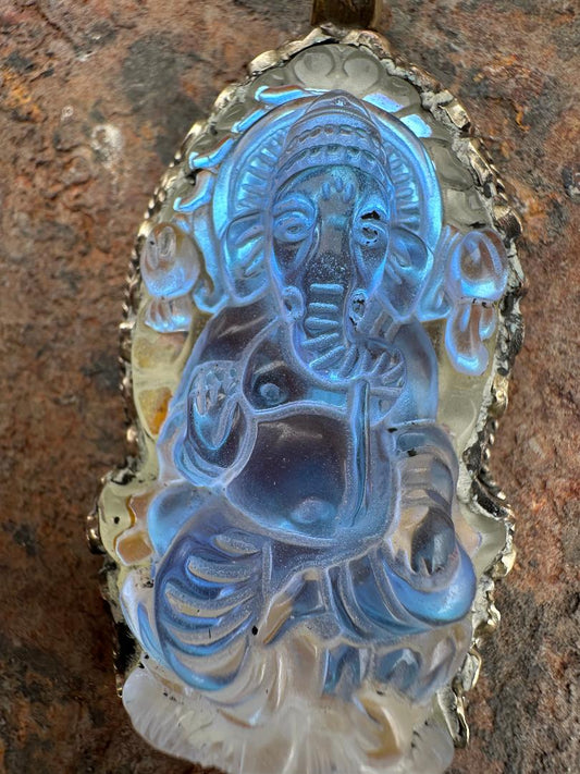 62X31 mm Opalite Ganesh Tibetan Pendant