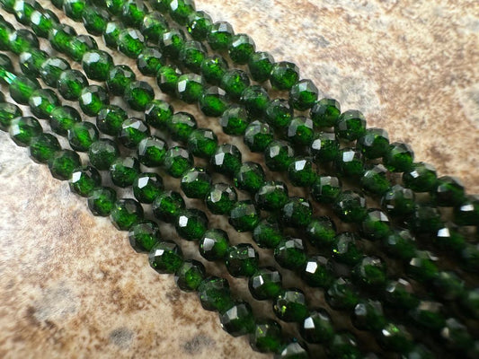 3 mm Faceted Green Goldstone