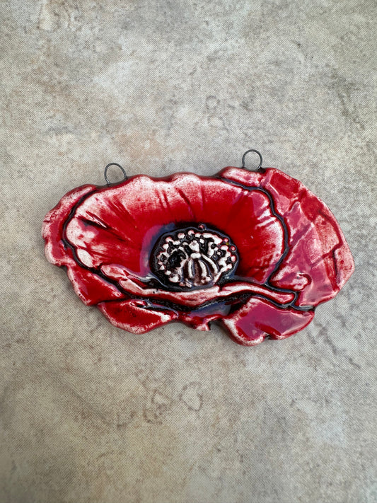 Red Poppy Ceramic Artisan Pendant